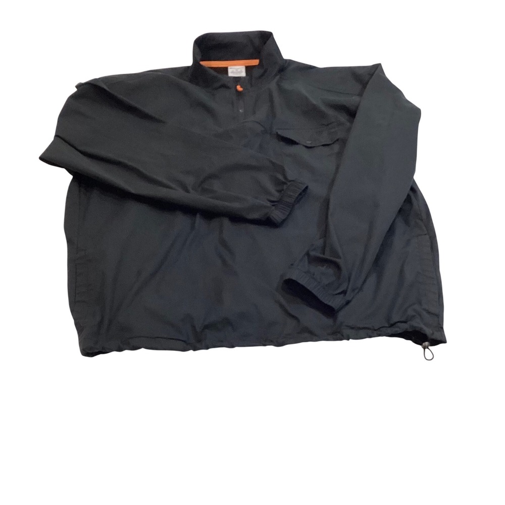 Champion Mens XL 1/4 Zip‎ Windbreaker Jacket Black Orange Pullover Lightweight